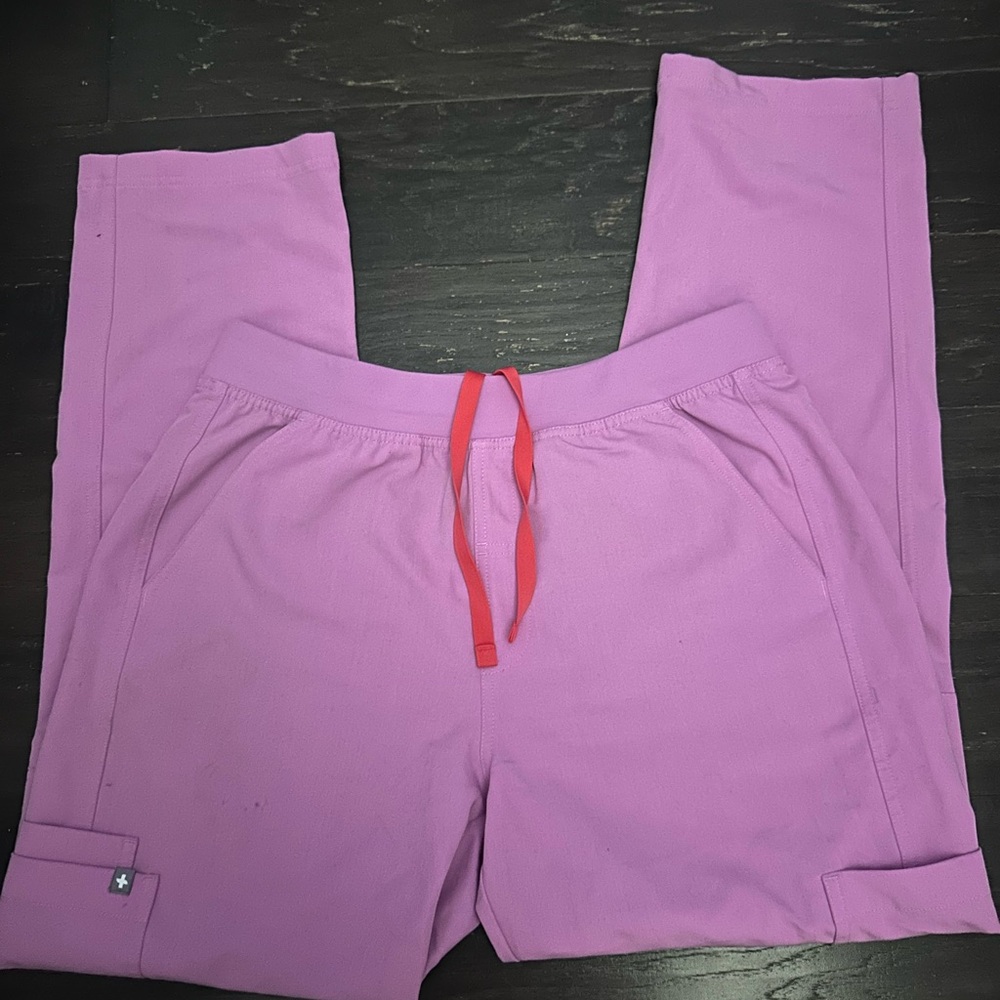 FIGS Wide Leg Pants in pink cloud  with Red Drawstring Mens style